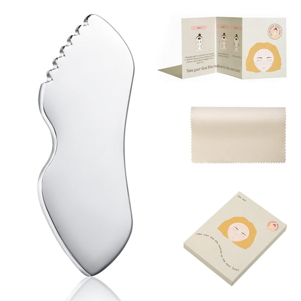 Stainless Steel Gua Sha Facial Tools Mothers Day Gifts for Mom Metal Detail Gua Sha Stone Body Lymphatic Drainage Massager Face Guasha Face Sculpting Tool Skin Care