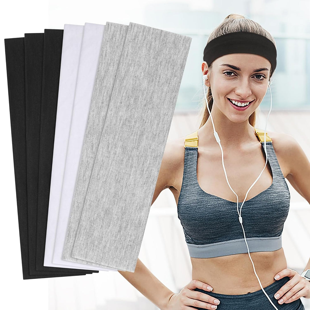Headbands for Women Non Slip - 7PCS Fashion Sports Hair Bands for Women'S Hair, Soft Cotton Cloth Stretchy Headbands for Women for Workout Yoga Running