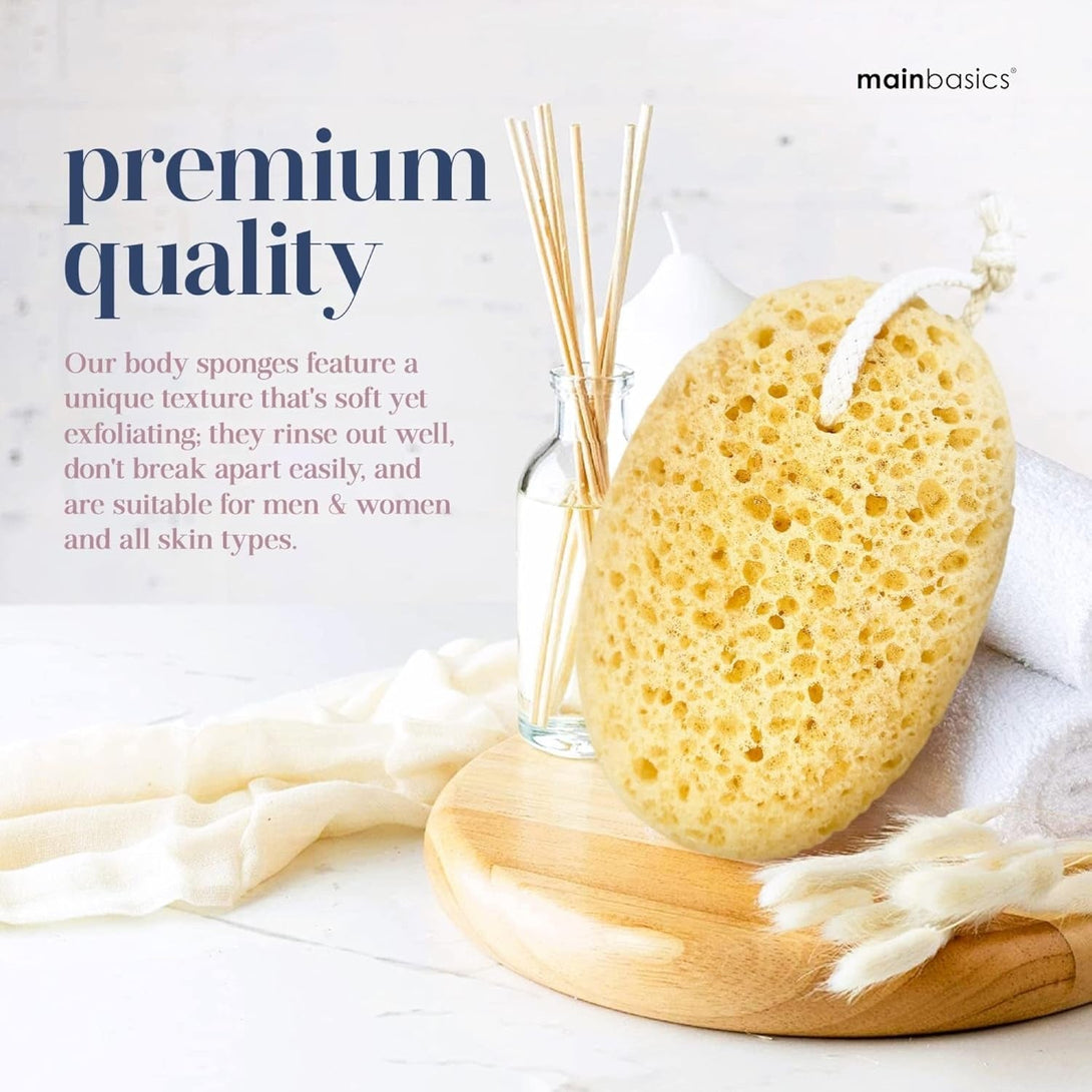 Mainbasics Faux Sea Bath Sponge - Large, Soft Exfoliating Body Sponge for Shower, Foam Loofah (2 Pack)