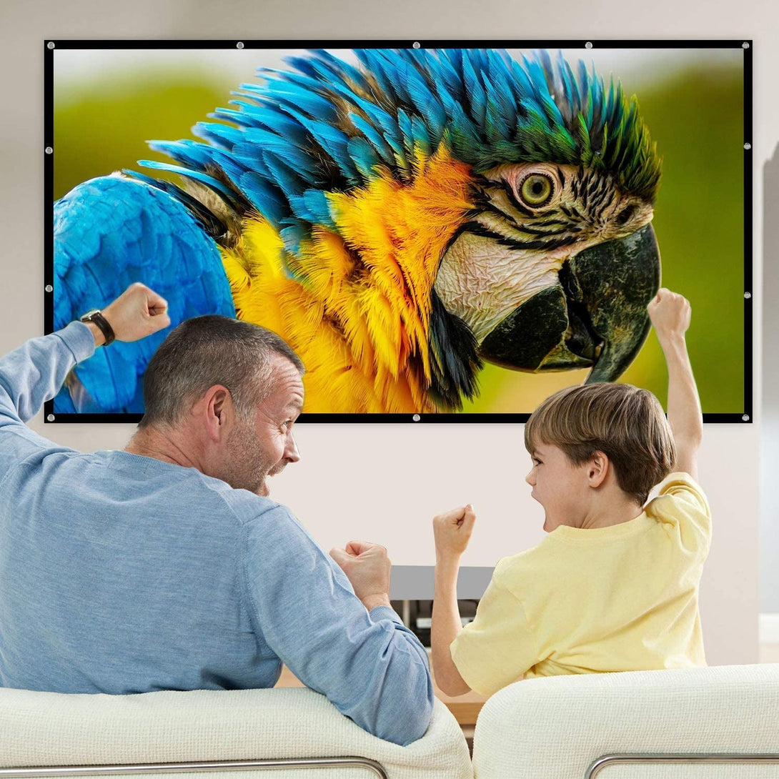 120 Inch Projector Screen 16:9 Foldable Anti-Crease Portable Projector Movies Screens for Home Theater Outdoor Indoor Support Double Sided Projection