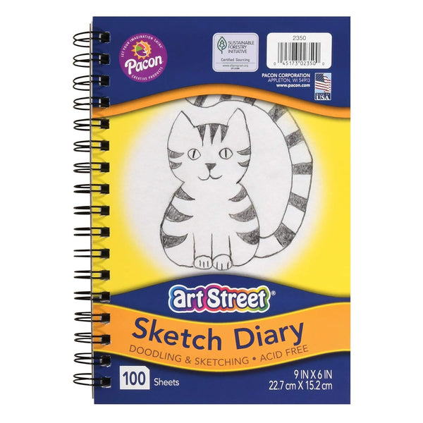Art Street Sketch Book, Lightweight, 9" X 6", 100 Sheets