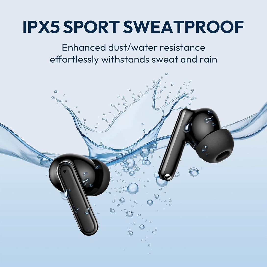 Earbuds Wireless Bluetooth Ear Buds 60H Playback LED Power Display Headphone Wireless Bluetooth IPX5 Waterproof In-Ear Earbuds with Mic for TV Smart Phone Laptop Computer Sports (Black)