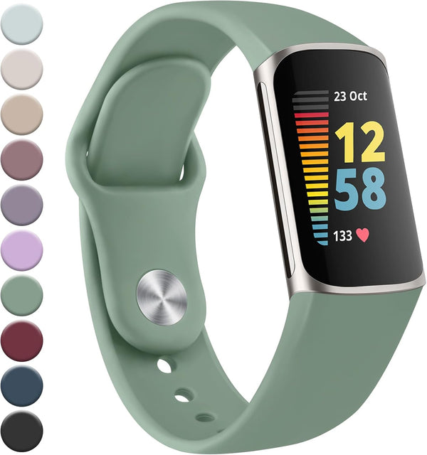 Meliya Compatible with Fitbit Charge 5 Bands Men Women, Sport Band Soft Silicone Waterproof Wristbands Replacement Strap for Fitbit Charge 5 Advanced Fitness Tracker