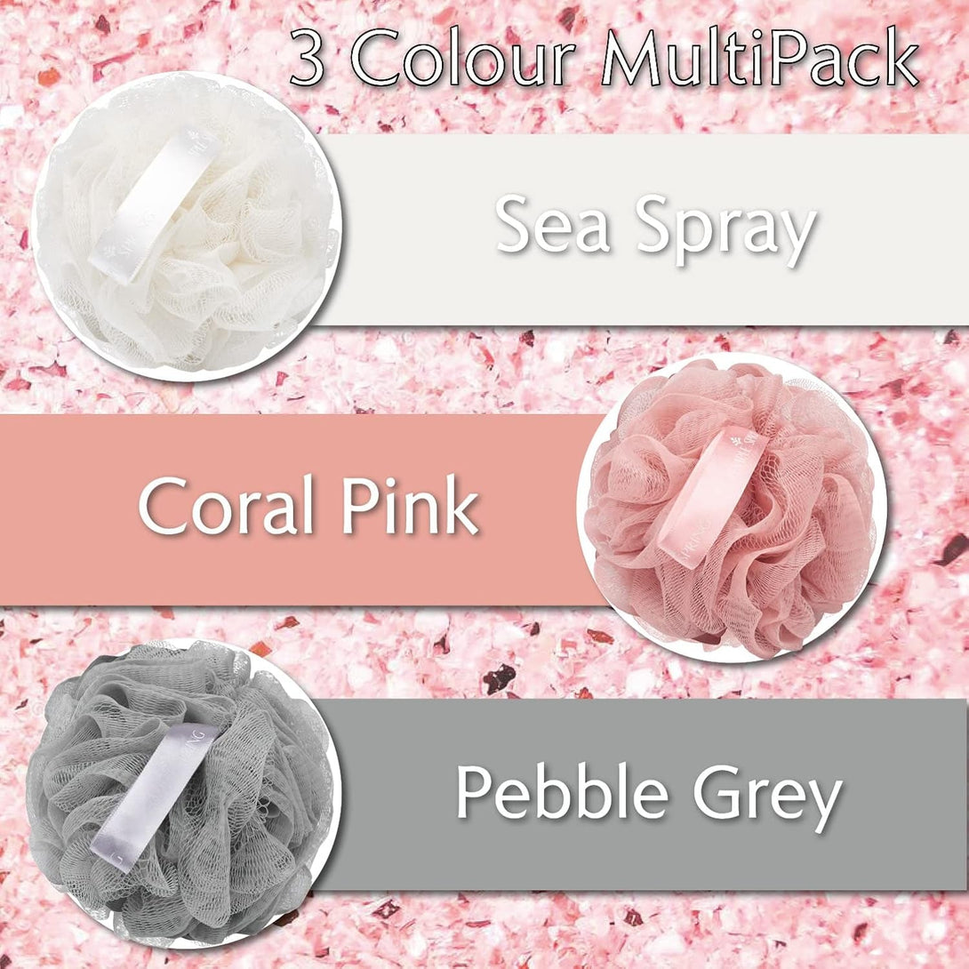 Temple Spring Recycled Luffa Sponges, Bathroom Shower Accessories, Loofa Bath Sponge, Exfoliating Body Scrubber Exfoliator Pouf, Shower Scrubber Puff, Poof, Loofah for Women, Loofah for Men-Coral Pink