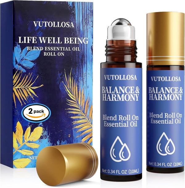 2-Packs Balance & Harmony Essential Oil Roll On-100% Natural Stress Relief & Relaxation Aromatherapy - Self Care Gifts for Women - Nurse Essentials by VUTOLLOSA