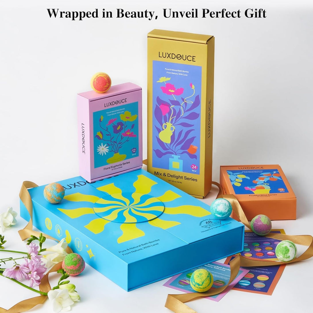 48 Pack Bath Bombs Gift Set – Aromatic Bubble Bombs with 18 Scents, SPA Relaxing & Skin Nourishing, Ideal Self-Care Gifts for Women, Wife, Grandma, or Daughter on Birthdays or Summer Occasions