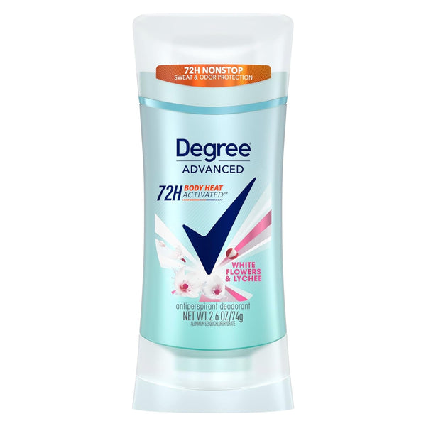 Degree Advanced Protection Antiperspirant Deodorant White Flowers & Lychee for 72-Hour Sweat & Odor Control for Women, with Body Heat Activated Technology, 2.6 Oz