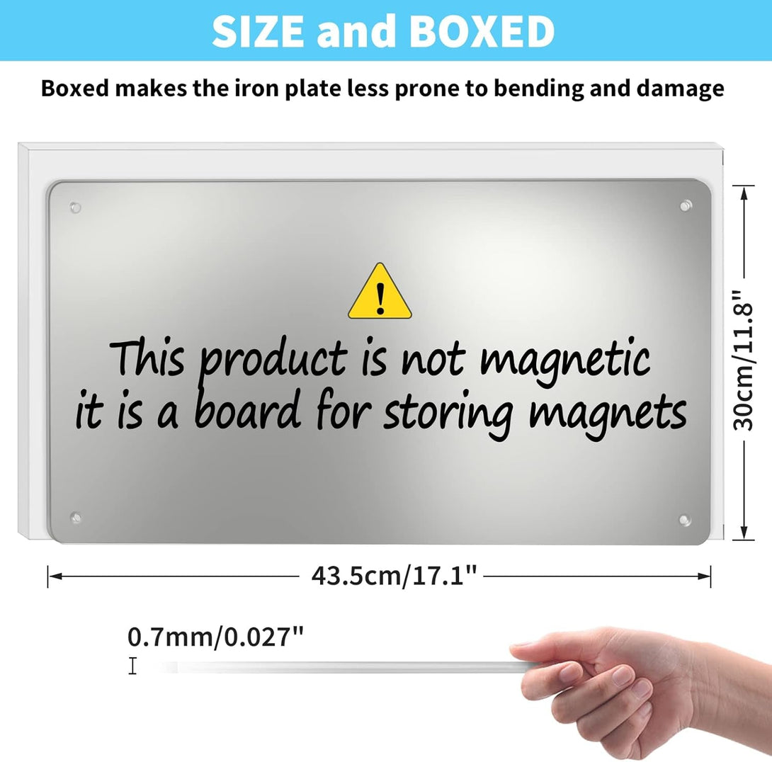 17.1" X 11.8" 2 Pack Stainless Steel Magnetic Board - Magnet Bulletin Board to Display Magnetic Letters Numbers Animal, Poetry, Spice Jars, Notes, Photos, Suitable for Wall, Refrigerator, Cubicle