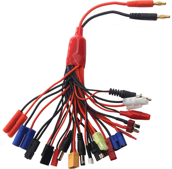 19 in 1 RC Car Truck Lipo Battery Multi Charger Adapter Lead Cable Converter Compatible with Traxxas Tamiya RC Car Truck Boat Lipo Battery Charger