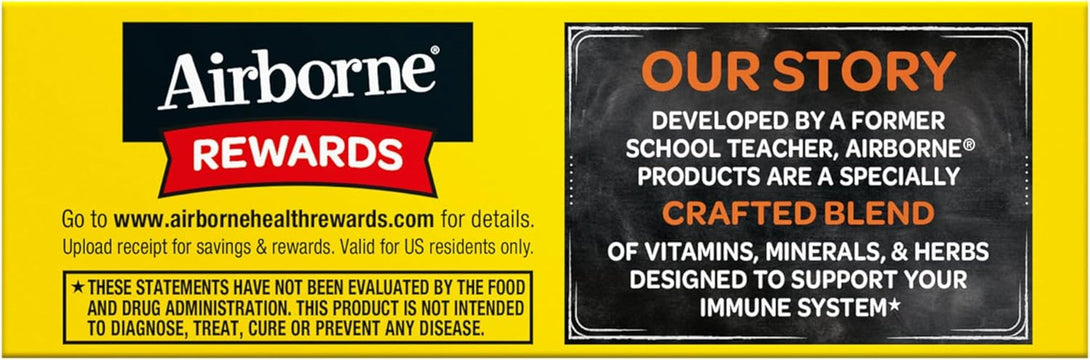 Airborne Vitamin C 1000Mg (Per Serving) - Zesty Effervescent Tablets, Gluten-Free Immune Support Supplement, Echinacea & Ginger, Orange, Citrus, 30 Count (Pack of 3)