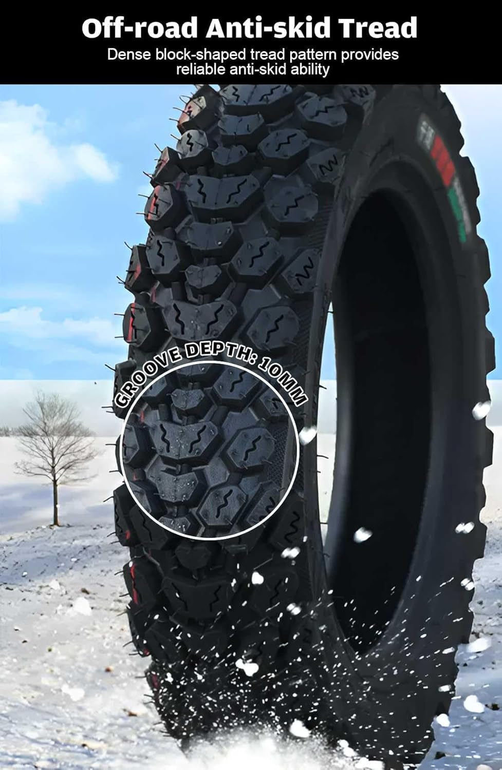 3.50-10 Tire 3.50 10 Inch Tubeless Tire 3.50-10 Offroad Snow Knobby Tire for Front/Rear Replacement Spare Accessory Fits on 10 Inch 58J 8 P.R.