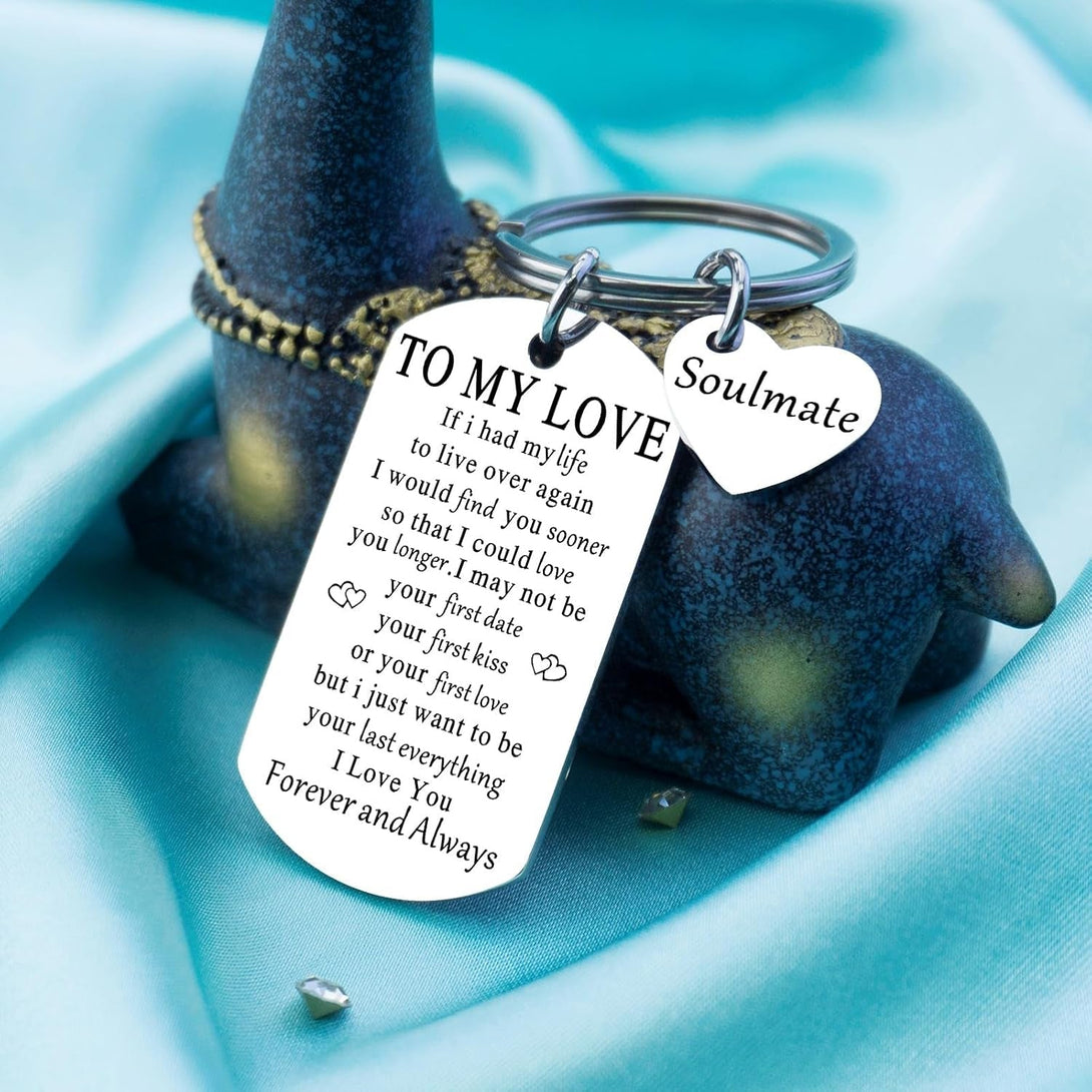 Soulmate Gifts for Him Her Boyfriend Husband Girlfriend Wife Soulmate to My Love Keychain Romantic Anniversary I Love You Gifts Birthday Anniversary Christmas Romantic Gift for Him Her