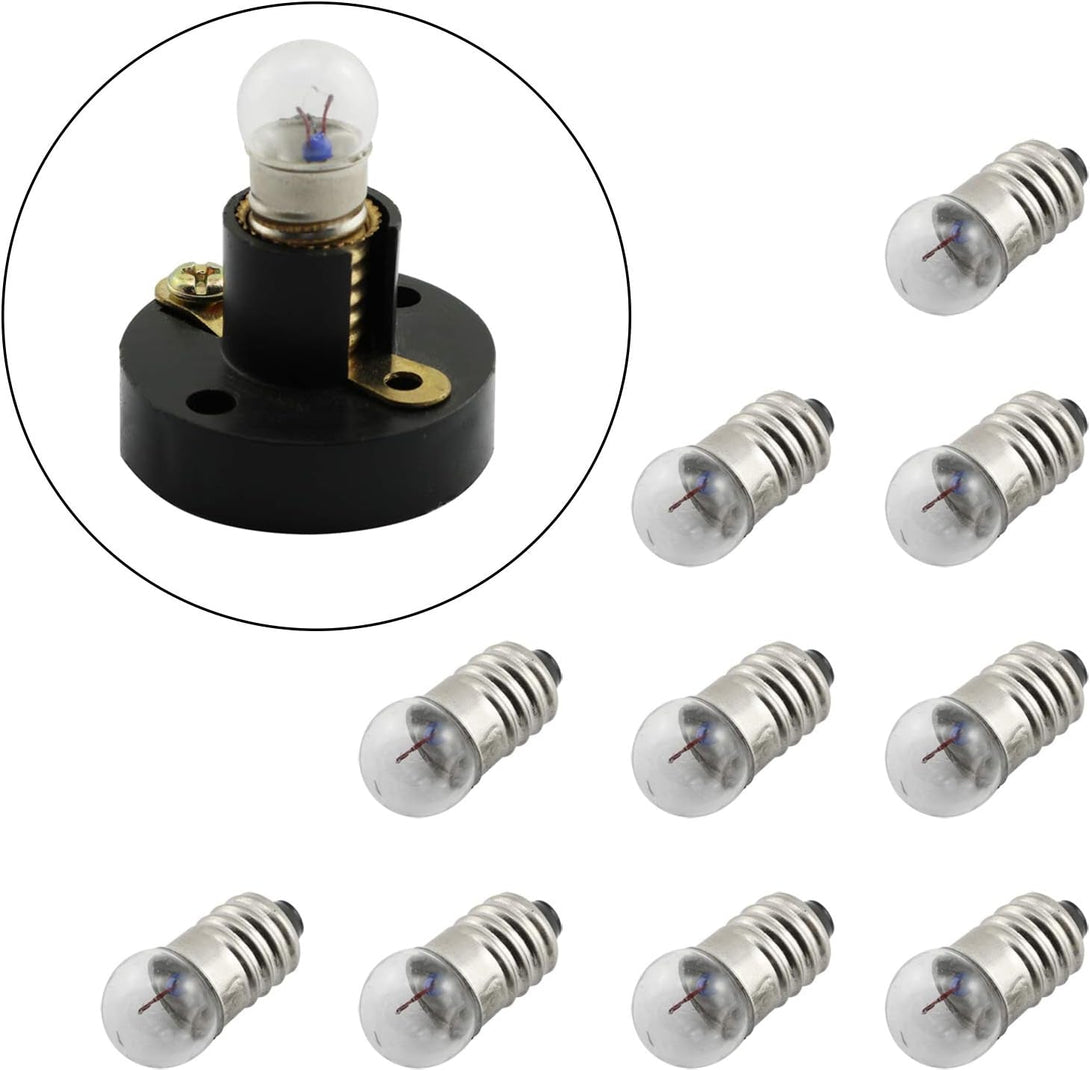 10-Pack E10 Mini Light Bulbs Screw Base Indicator Light Incandescent Bulb Old-Fashioned Flashlight Lamp for Physical Electrical Experiment 2.5V 0.3A (No Base)