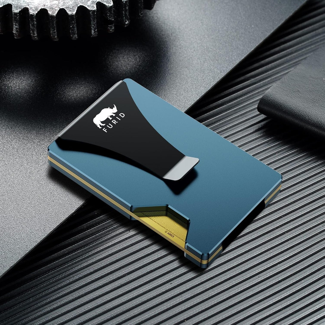 Minimalist Card Wallet for Men Slim: Rfid Metal Wallet with Money Clip Credit Card Holder - Gift for Man Husband at Anniversay Brithday