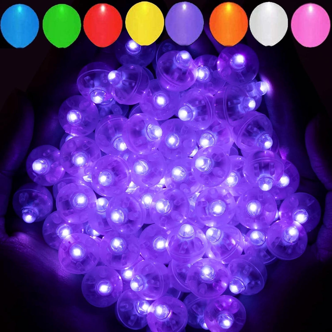 Aogist 50Pcs Purple Balloon Lights,Long Standby Time Waterproof Mini Light,Battery Powered,Round LED Ball Lamp for Latex Balloon Paper Lantern Party Wedding Festival Christmas Halloween Decorative