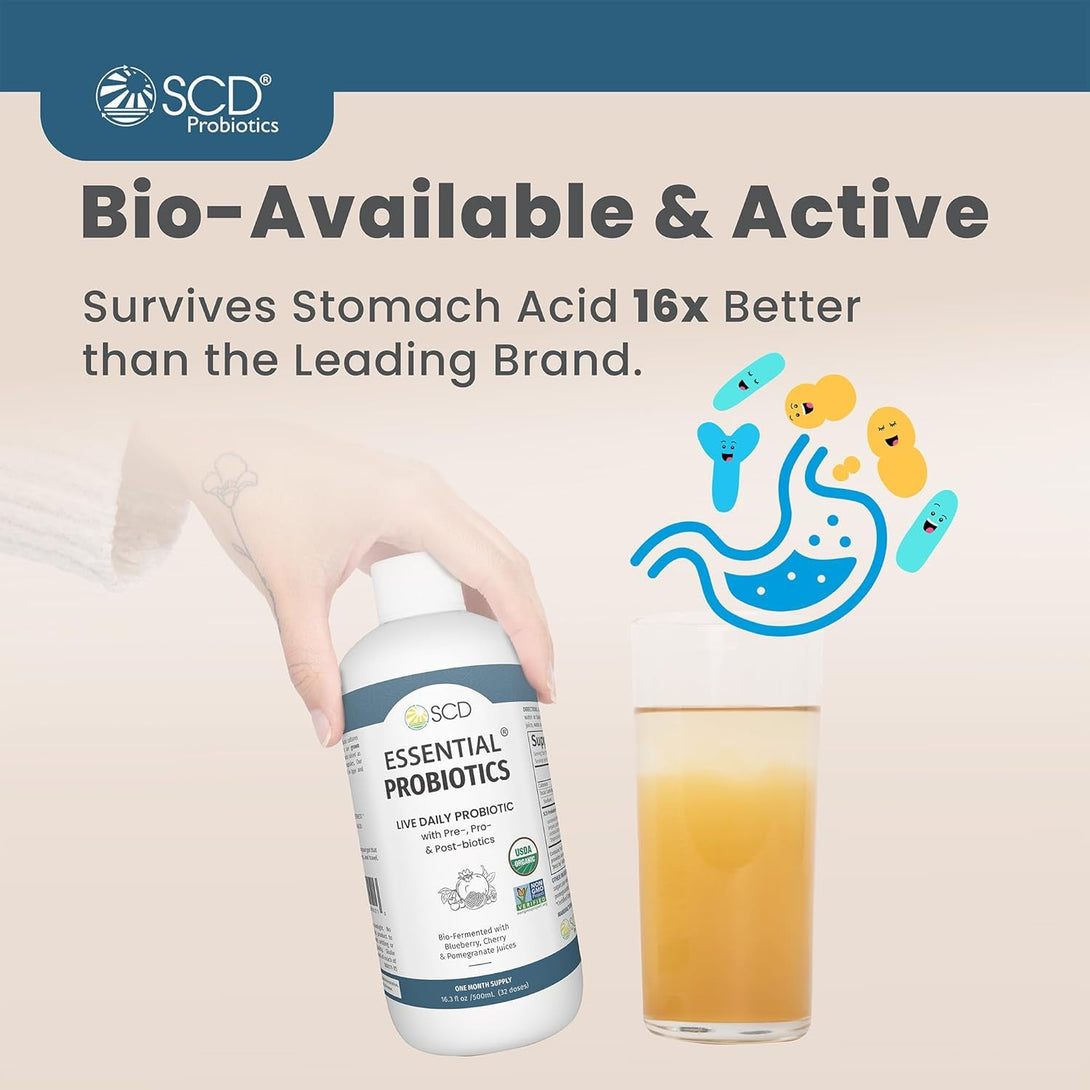 SCD Essential Probiotics for Women, Men, Kids and Toddlers, Travel Probiotic for Digestion and Immunity, Gut Health Liquid Probiotic Supplement, Trial Size – 3 Fl Oz