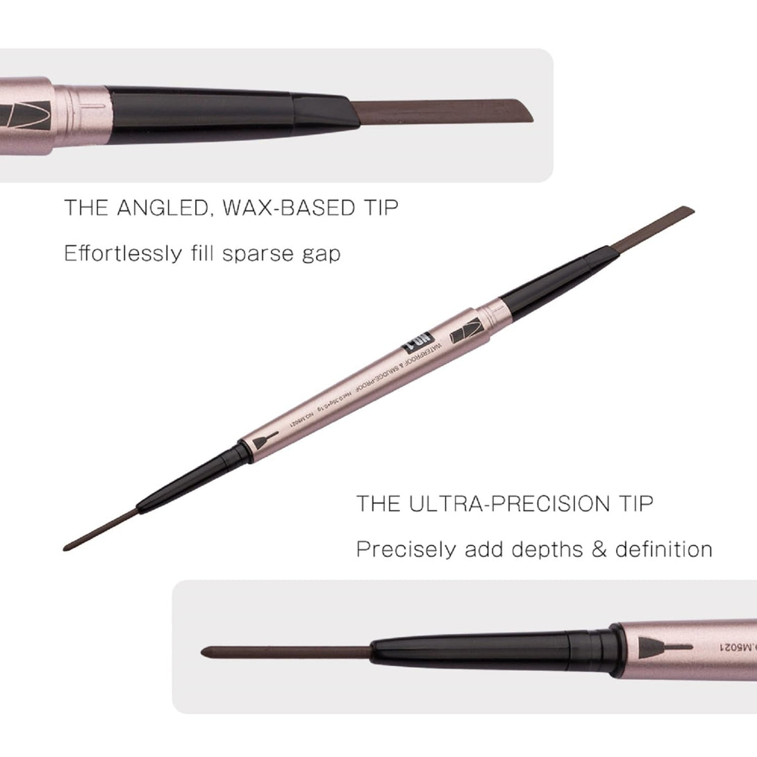2 Pack Eyebrow Pencil, Waterproof Eyebrow Makeup with Dual Ends, Professional Brow Enhancing Kit with Eyebrow Brush (Dark Brown #1)