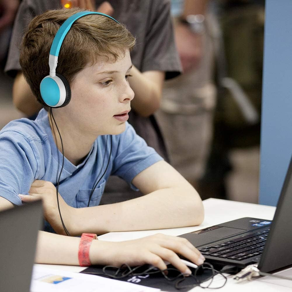 Bulk Headphones Wired for Classroom, Wholesale 5 Pack School KW-X05M Multi Colored Foldable Computers Headphones for Kids Students Children Teen Adults