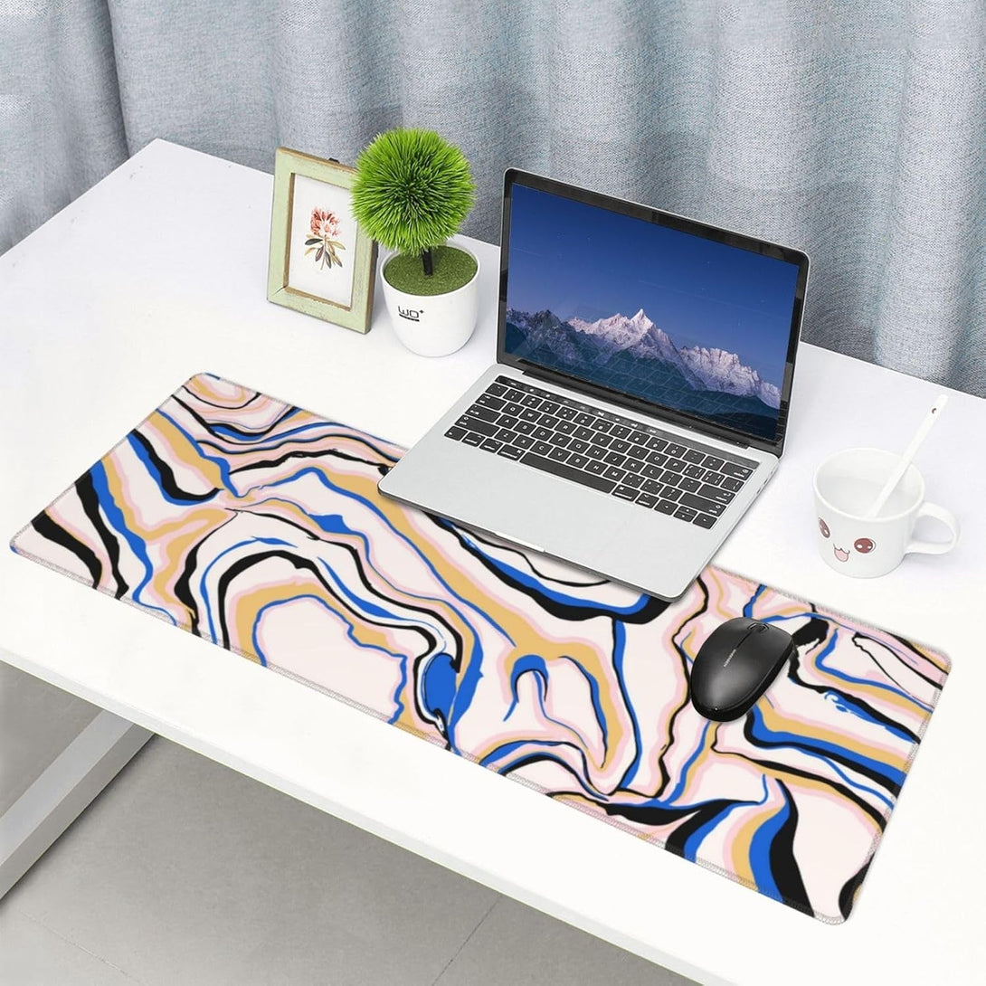 Abstract Marble Gaming Mouse Pad XL, Large Non Slip Rubber Mousepad, Stitched Edges Mouse Pads, Long Extended Mouse Pad,31.5'' X 11.8''