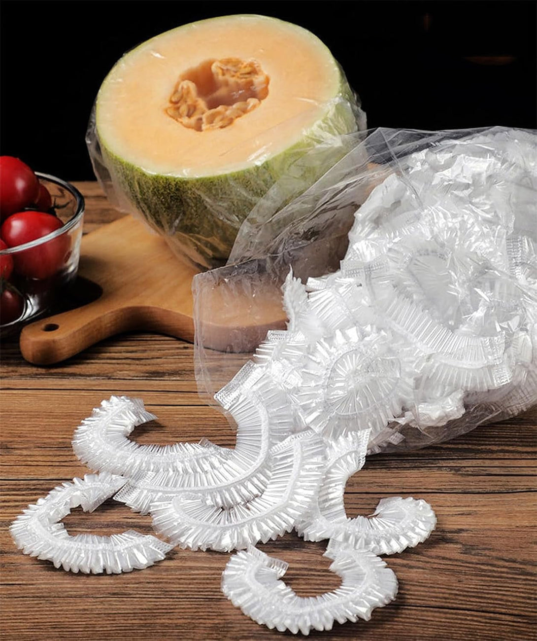 300PCS Disposable Bowl Covers Canning Lids, Disposable Bowl Covers Food Cover Stretch Edging, Flexible Storage Packaging for Storage Containers, Plastic Lids for Disposable Cling Bags for Household