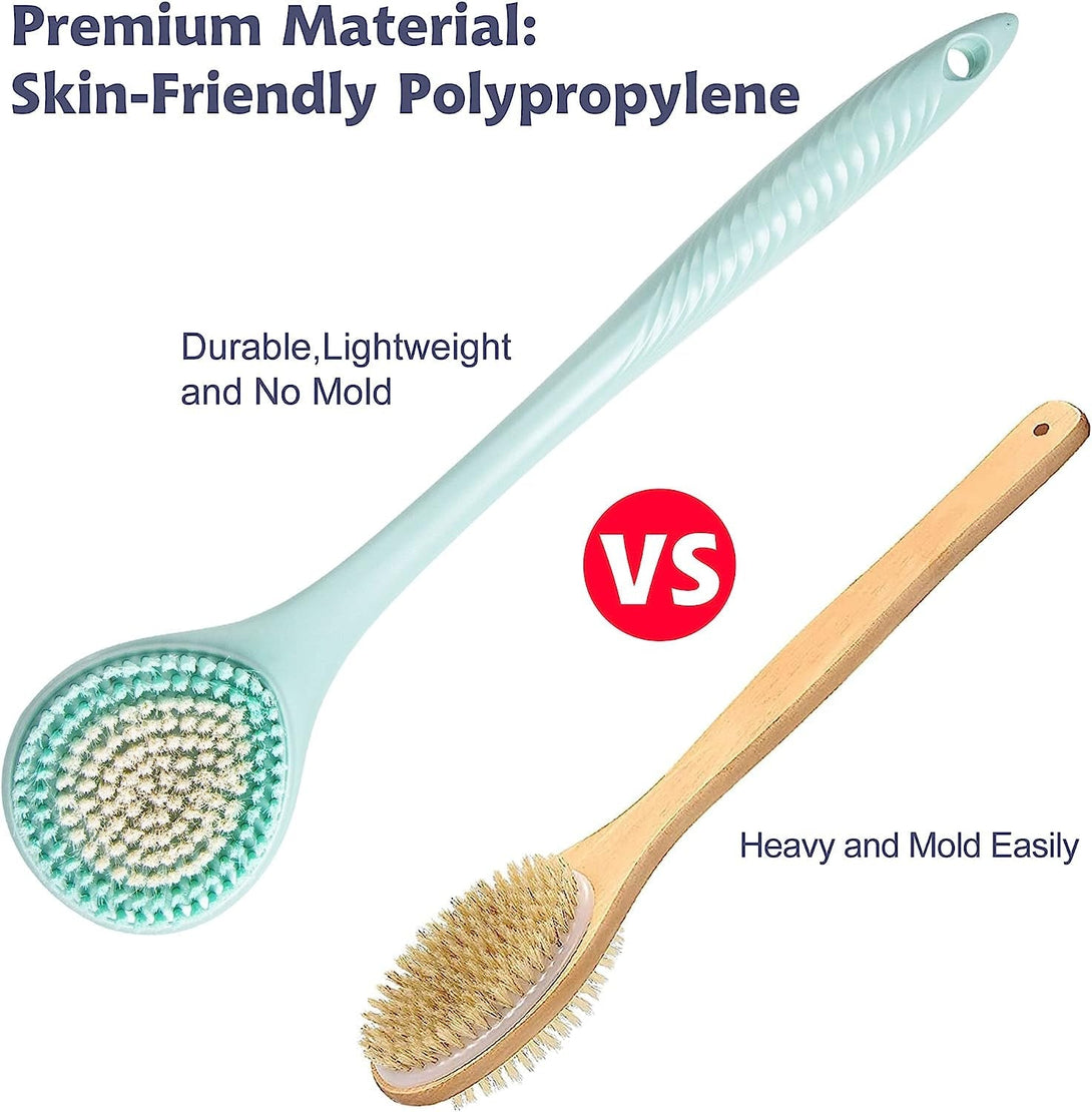 BEDELITE Back Scrubber for Shower - Long Handle Bath Brush (16.4 Inches) with Soft Bristles, Exfoliating Body Brush for Men & Women(Blue)