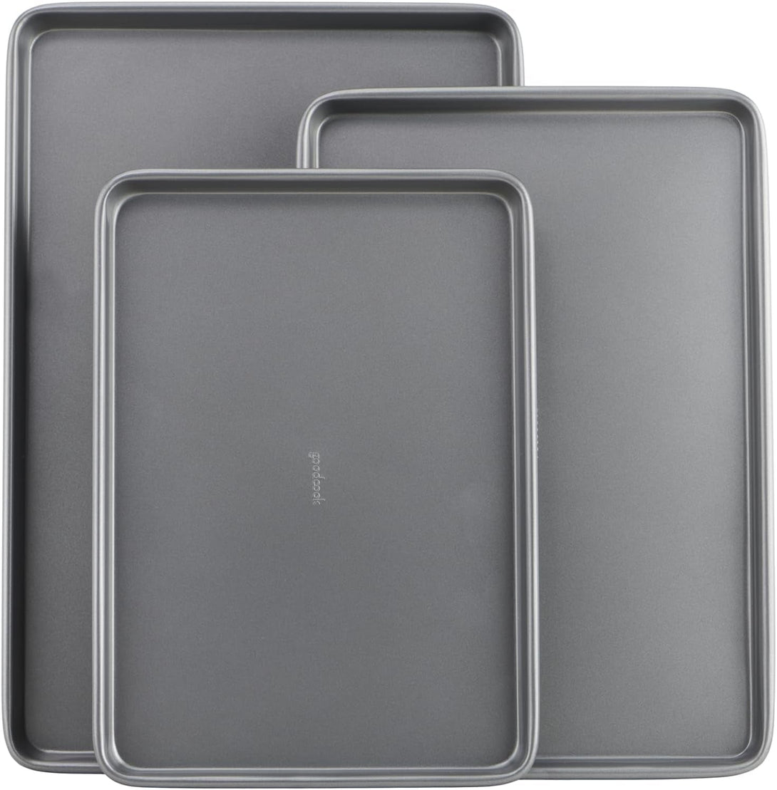 Goodcook Everyday Nonstick Carbon Steel Baking Sheet Set, 3 Pack – Small 13” X 9”, Medium 15” X 10”, Large 17” X 11” – Carbon Steel Cooking Pans, Cookie Sheet Bakeware Set