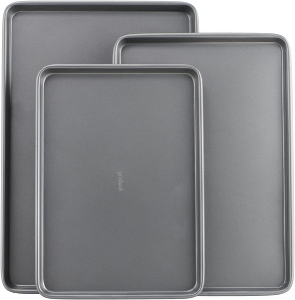 Goodcook Everyday Nonstick Carbon Steel Baking Sheet Set, 3 Pack – Small 13” X 9”, Medium 15” X 10”, Large 17” X 11” – Carbon Steel Cooking Pans, Cookie Sheet Bakeware Set