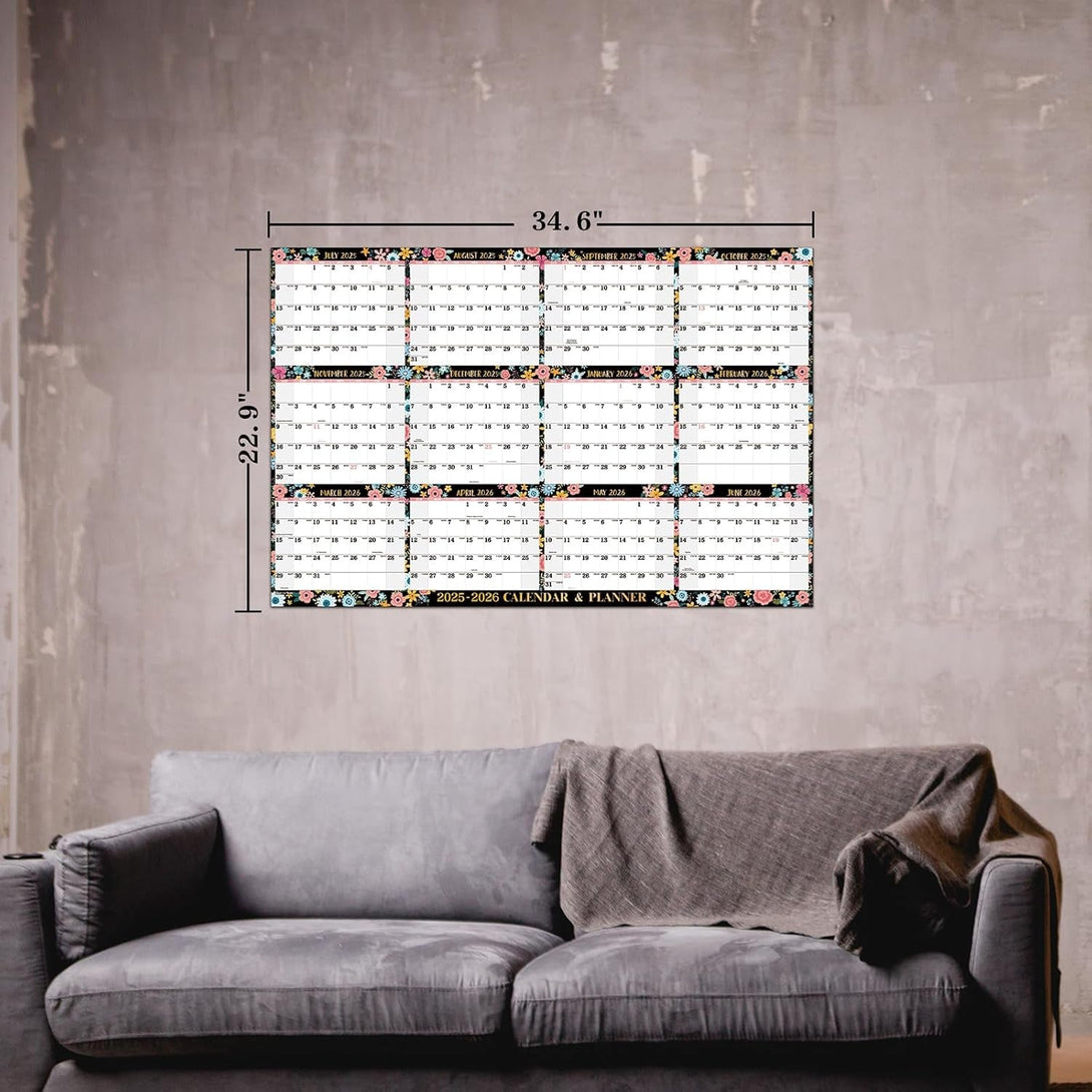 2025-2026 Dry Erase Calendar - JUL.2025 - JUN.2026, 2025-2026 Yearly Wall Calendar, 34.6" X 22.9", Dry Erase Wall Calendar with Thick Paper, Vertical/Horizontal