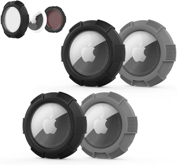Air Tags-4 Pack Apple, Airtags Sticker Case, Airtag Sticker Mount Holder with for Find Luggage/Camera Case/Bike Mount/Car/Wallet/Tv Remote/Drone(2Black+2Grey)