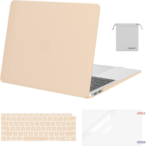 MOSISO Compatible with Macbook Air 13 Inch Case 2022, 2021-2018 Release A2337 M1 A2179 A1932, Plastic Hard Shell&Keyboard Cover&Screen Film&Storage Bag for Macbook Air 13.3 Inch Case, Apricot