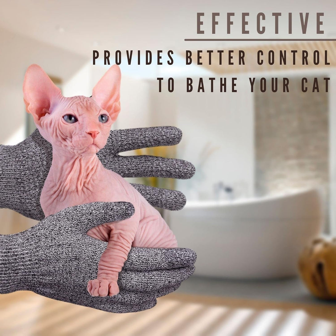 Sphynx Hairless Cats Carbonized Bamboo Bath Exfoliating Gloves Charcoal Bamboo Shower Body Scrub (1 Pair)