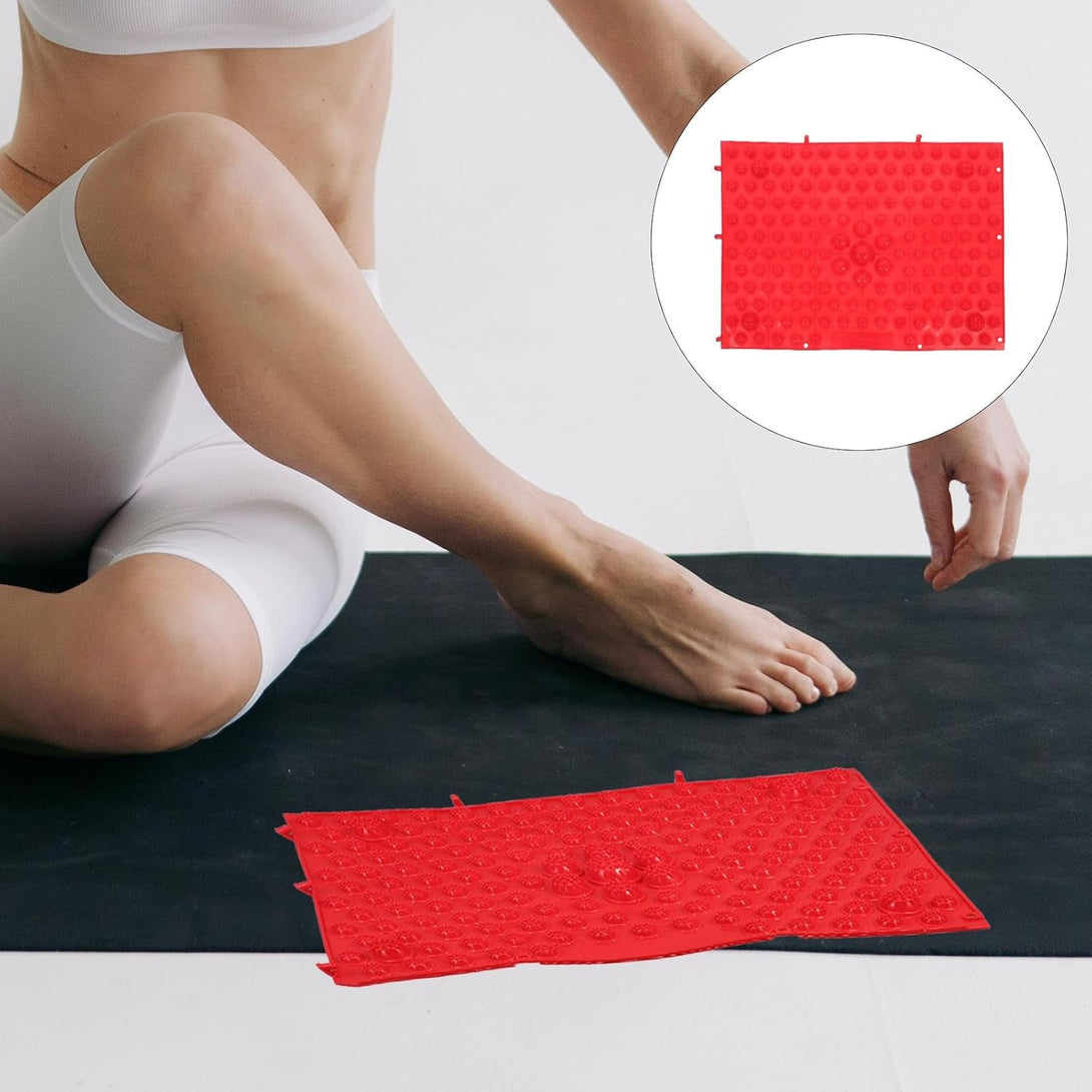 Reflexology Foot Massage Pad - Acupressure Mat for Blood Circulation, Stress Reliefs, and Foot Health, Home Therapy Massaging Plate (Red)