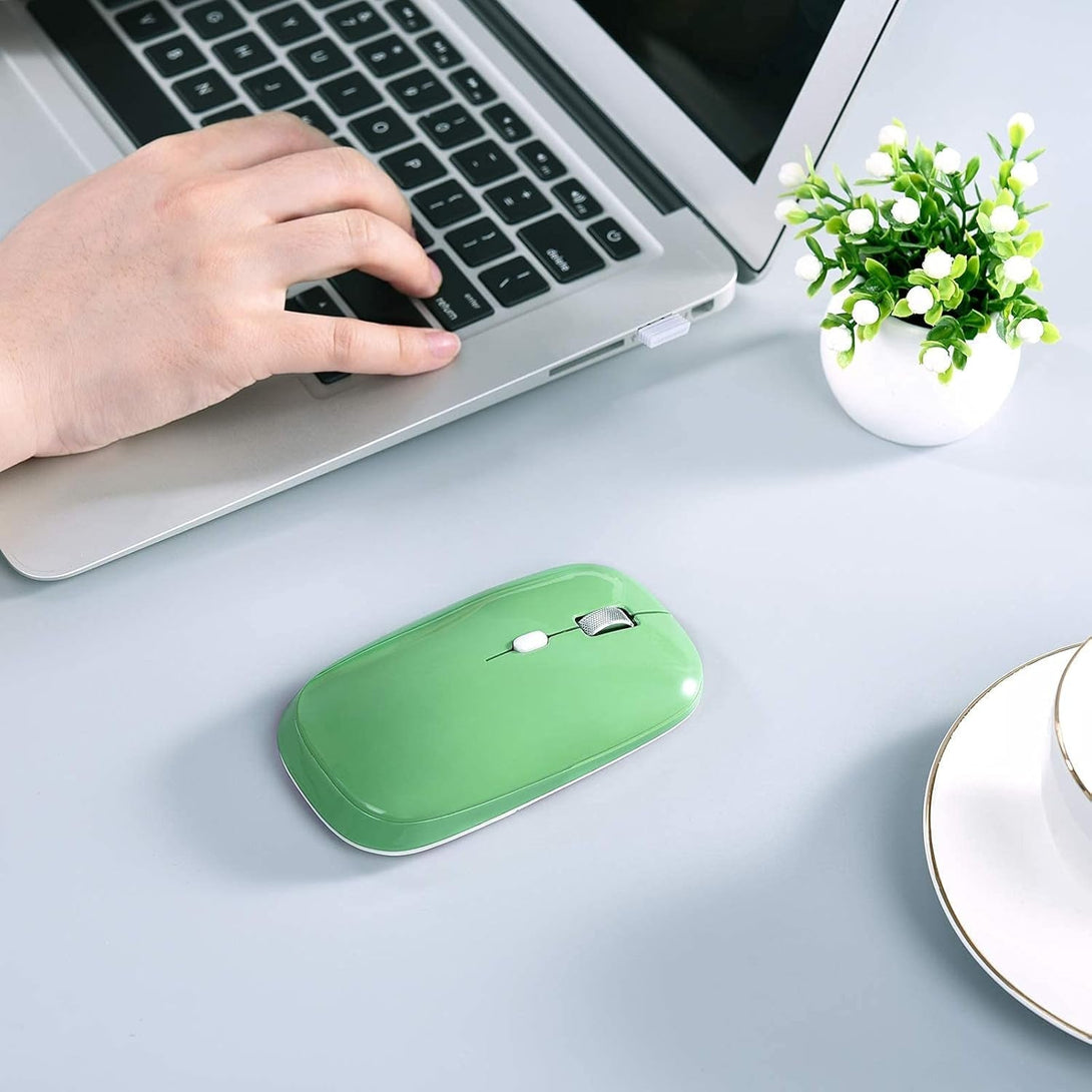 PINKCAT Wireless Mouse, 2.4G Slim Silent Cordless Mouse with USB Receiver, 3 Adjustable DPI Portable Optical Wireless Computer Mice for Laptop, PC, Notebook, Computer, Desktop, Mac (Green)