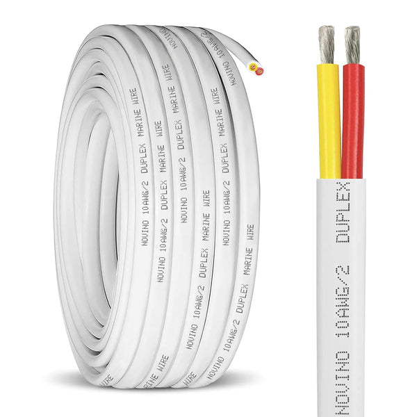 10 Gauge Marine Wire,10 AWG 50Ft Marine Grade Wire Duplex Tinned Copper Heavy Duty Sheathed Cable for Automotive/Rv/Camper/Trailer Outdoor Use