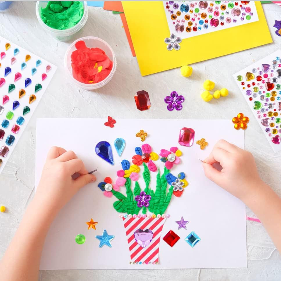 2774Pcs Gem Stickers Jewels for Crafts - Self Adhesive Rhinestone Jewel Stickers, Stick on Gems Rhinestones for Crafts, Acrylic Bling Heart Stickers, Craft Supplies for Kids