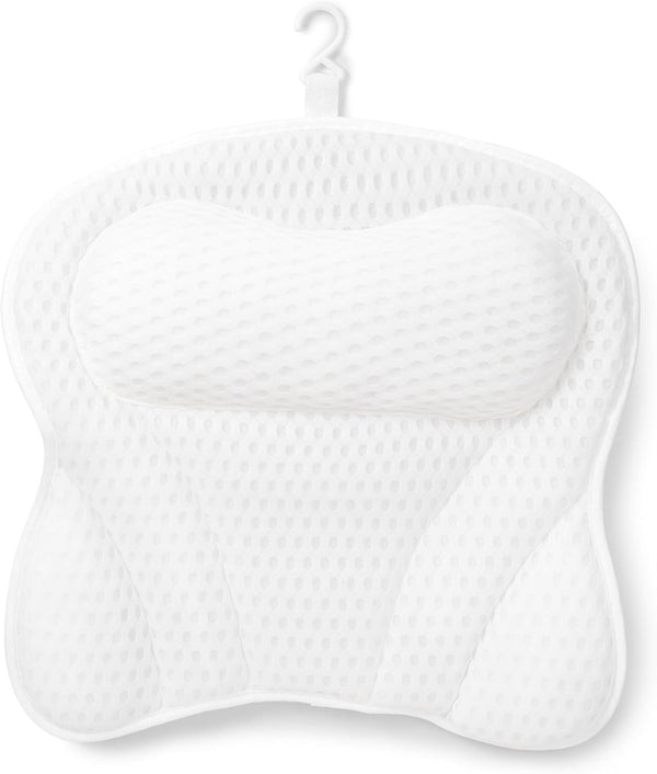 Bath Pillow Luxury Bathtub Pillow Bath Pillow for Head & Neck Support, Spa Cushion for Tub Relaxing Headrest with 4D Air Mesh Fabric and Non-Slip Suction Cups, Bath Accessories Spa Gifts