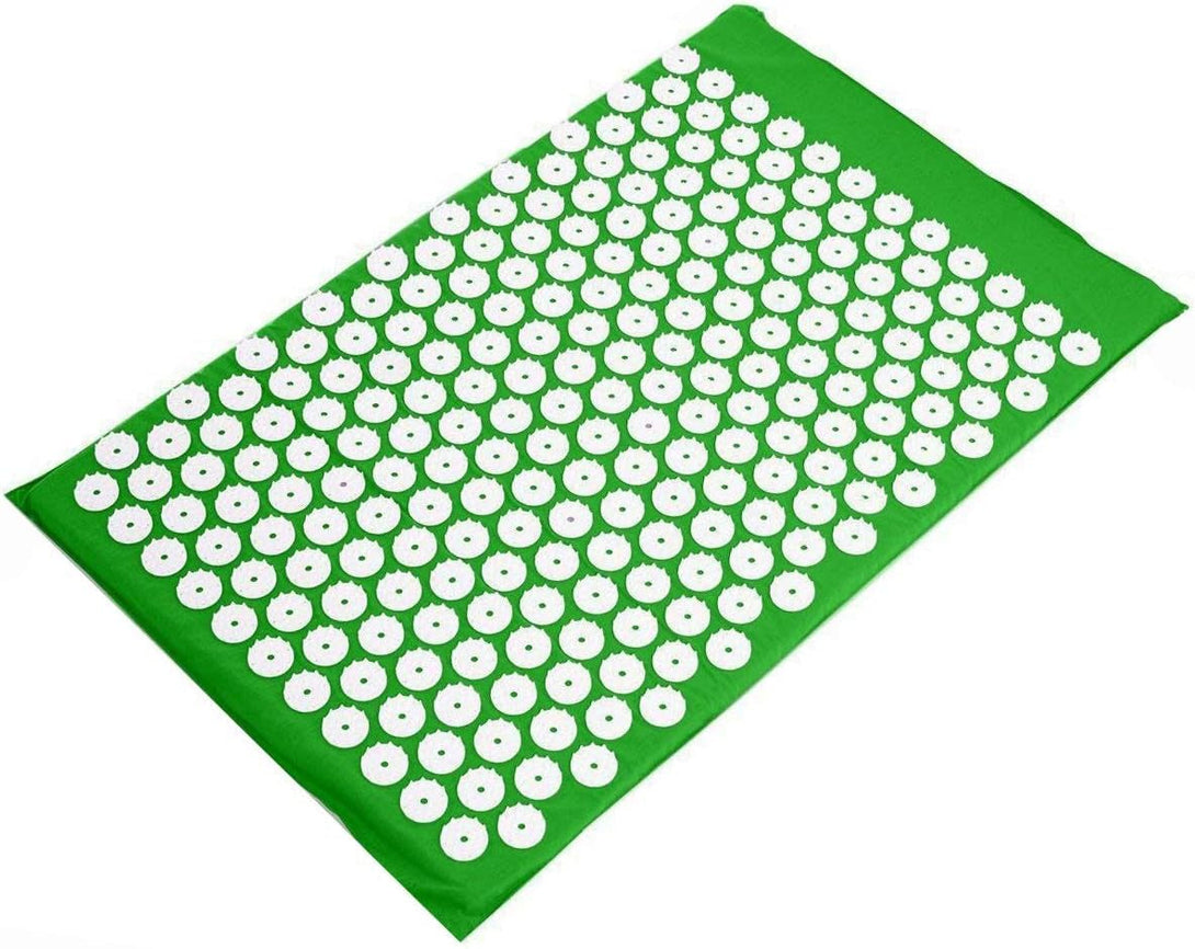 Acupressure Mat and Pillow Set for Back/Neck Pain, Acupuncture Products to Relieve Muscle Fatigue, Improve Insomnia for Sedentary People, Acupuncture Eases Stress, Massage Mat, Green