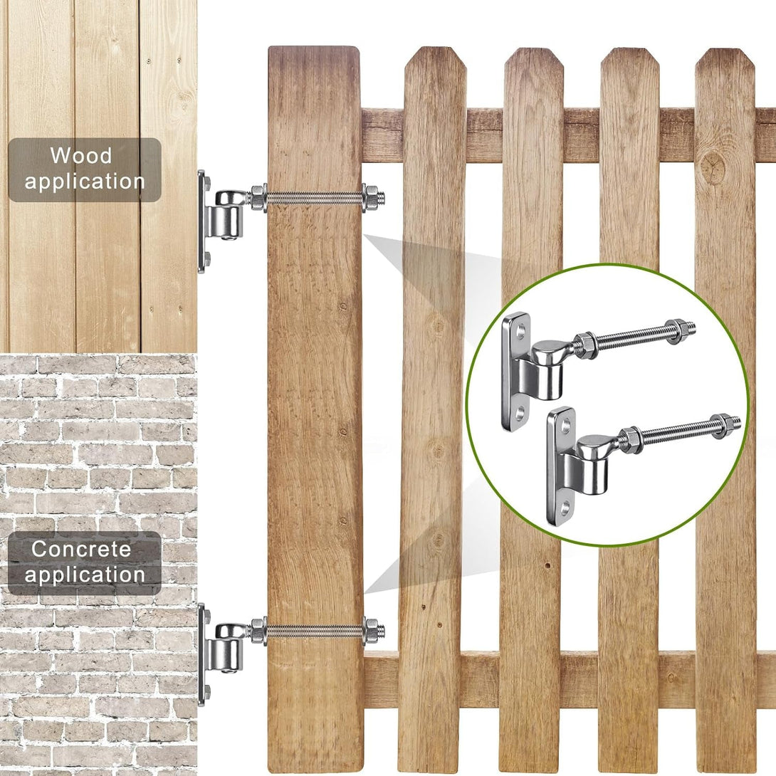 304 Stainless Steel Heavy Duty Gate Hinges, 6'' J Bolt Gate Hinge with Dia M12, 4Pack Welded Hinge for Farm Gate, One Piece Molded Gate Hinge for Metal Gate