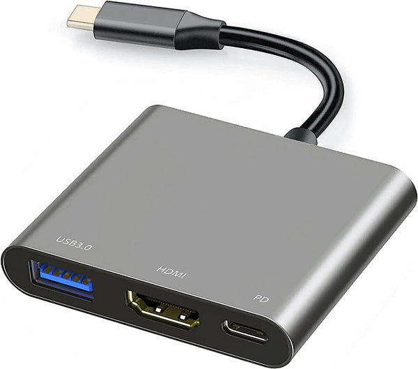 USB C to HDMI Multiport Adapter Cable with Charging Port, USBC HDMI Adapter Converter for Mac Ipad Pro Macbook, 4K HDMI to USB C Hub Adapter for Monitor Laptop, USB-C to USB 3.0 Adapter 10Gbps Dongle