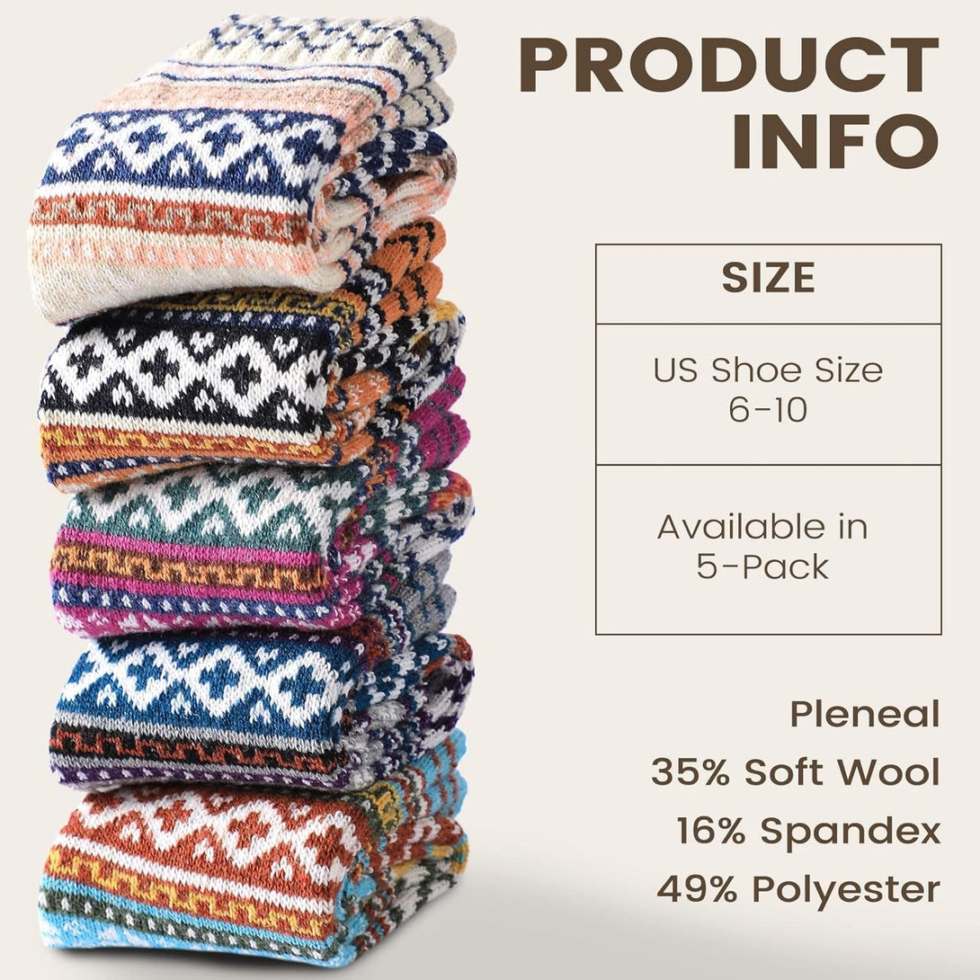 Pleneal Pack Wool Socks for Warm Winter Women Thick Knit Cozy