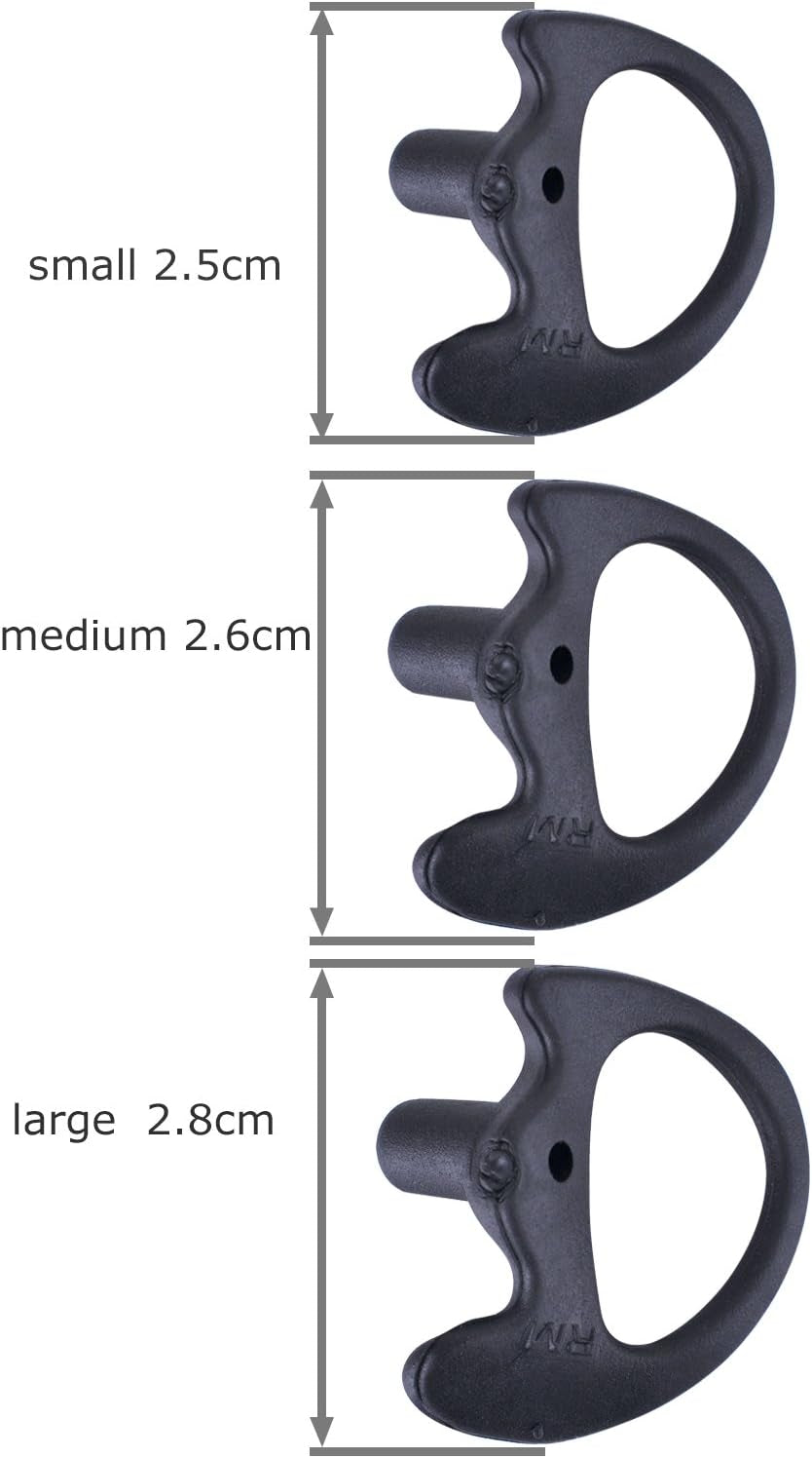 Two Way Radio Ear Mold Replacement Soft Silicone Ear Insert Earmold for Acoustic Coil Tube Earpiece (Black, 2 Pair Large)