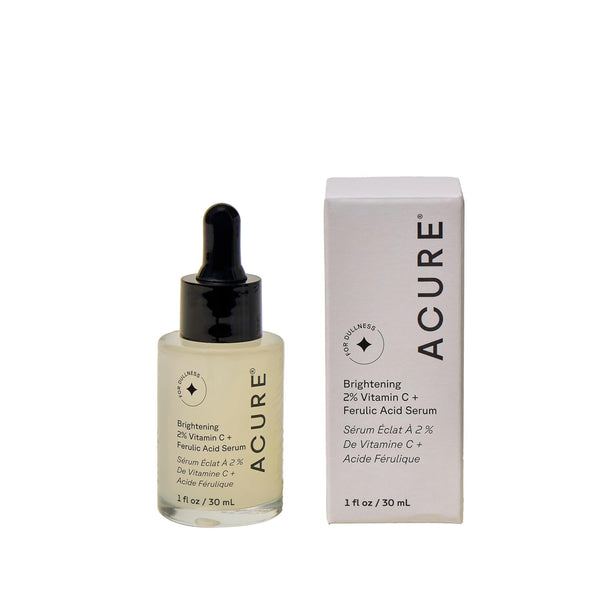 ACURE Face Brightening Vitamin C & Ferulic Acid Serum - Day & Night Oil Free Glowing Facial Serum - Vitamin C, Ferulic Acid & Pineapple Extract for Natural Brighter Look - for All Skin Types 1 Fl Oz