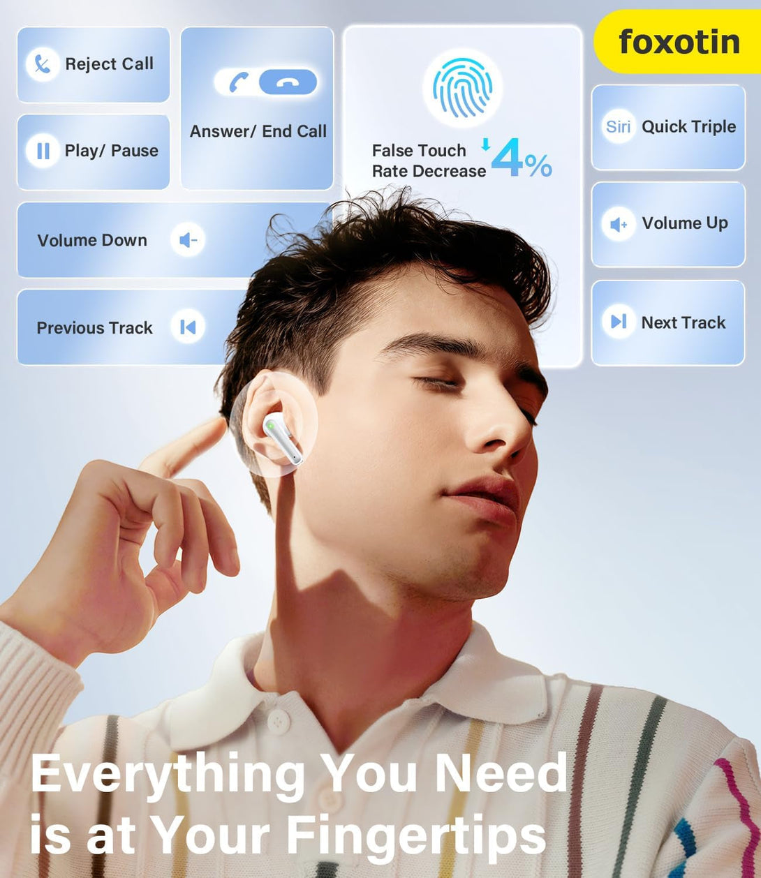 Ear Buds Wireless Earbuds - Bluetooth 5.3 Headphones (48H Playback) Built in Mic with LED Display Charging Case, IP7 Waterproof Earphone for Iphone Andriod Phones Laptop Sports Workout - Silvery