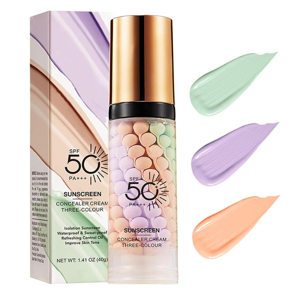 3 in 1Primer for Face before Makeup,Sunscreen Isolation Cream, SPF 50, One Step Color Corrector Face Primer, Blurs Imperfections Oil Control & Moisturizing Skin Tone Correcting,Radiance Skin
