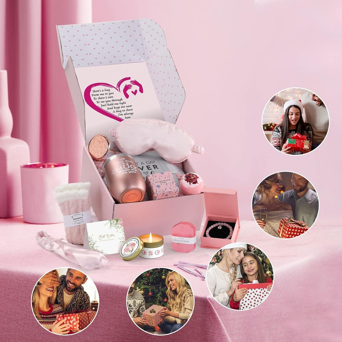 Gifts for Mom from Son Daughter, Gifts Basket for Women, Self Care Gifts for Women Birthday Gifts Care Package Relaxing Spa Gifts for Mom Friend Sister Wife Grandma W/ Cozy Blanket