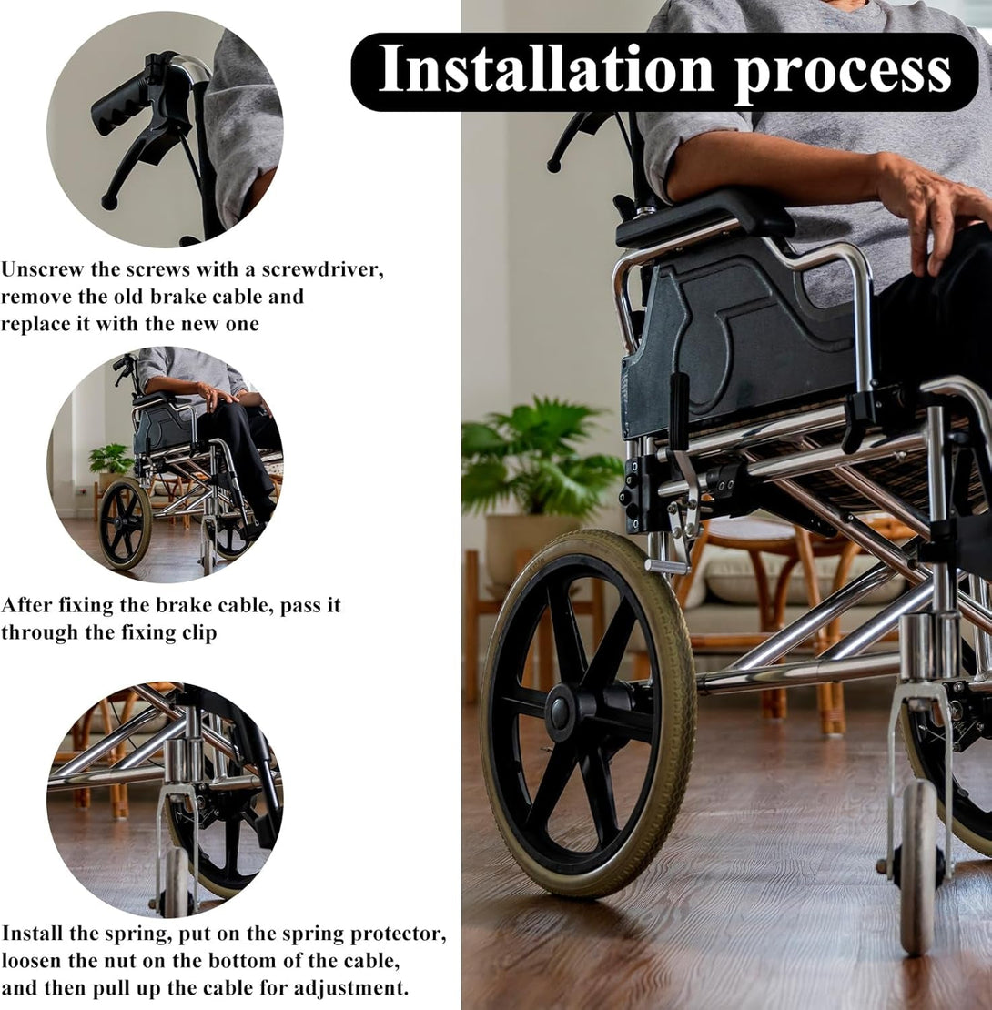 2 Packs Rollator Brake Cable Replacement Brake Cable Parts, 41" Brake Cable Rollator Walker Parts Brake Cables for Folding Wheelchair Rollator Universal Cable Drive Walker Parts(14 Pcs 1 Pair)