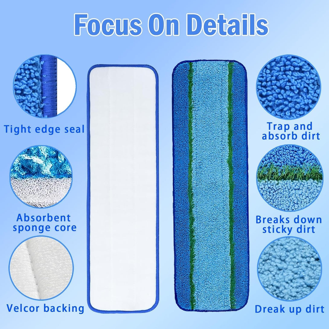 4 Pack Deep Cleaning Pad for Bona Mop, Reusable Microfiber Deep Clean Pad for Bona Family of Mops, Mop Refill Replacement for Hardwood and Multi-Surface