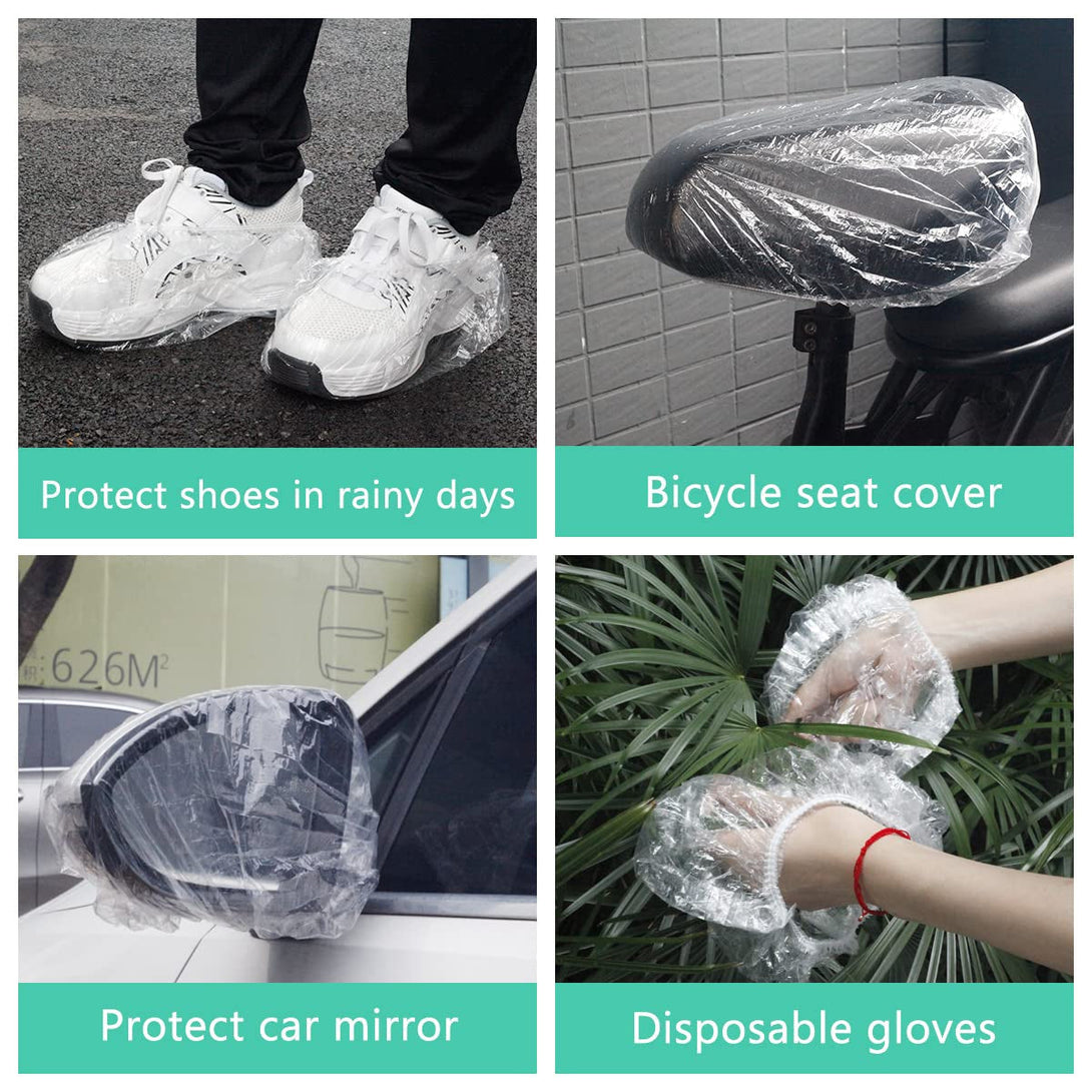 Keeygo Disposable Shower Caps 30 PCS Bath Caps Clear Waterproof Plastic Wraps for Women, Hotel Travel Essentials Accessories Hair Caps(17.3")