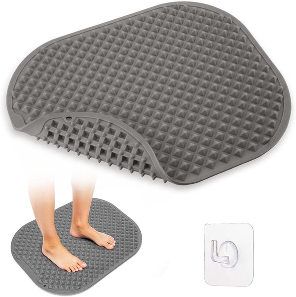Silicone Foot Massager Mat, Large Reflexology Mat for Feet Relaxation, Portable Foot Acupressure Mat with Dual-Side Usage, Foldable Standing Desk Mat for Pain, Fatigue Relief(Gray-L)
