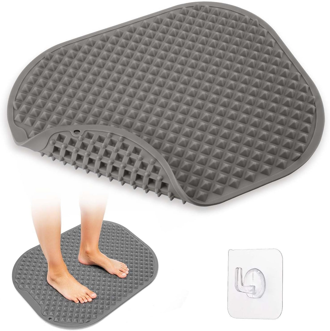 Silicone Foot Massager Mat, Large Reflexology Mat for Feet Relaxation, Portable Foot Acupressure Mat with Dual-Side Usage, Foldable Standing Desk Mat for Pain, Fatigue Relief(Gray-L)